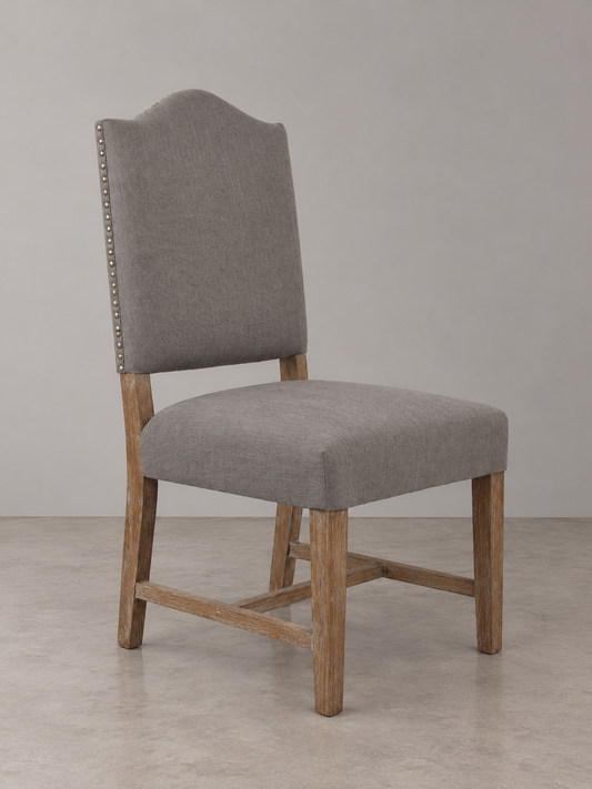Cui Liu Grayson Upholstered Dining Kitchen Chair in Dark Grey Linen Fabric (Set of 2)