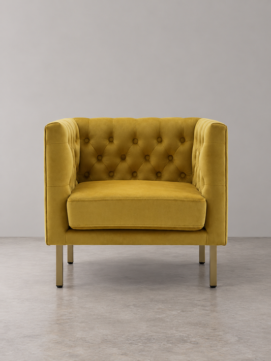 Cui Liu LaVine Tufted Club Chair with Metal Legs, Modern arm Chair for Living Room