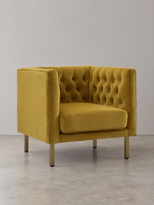Cui Liu LaVine Tufted Club Chair with Metal Legs, Modern arm Chair for Living Room