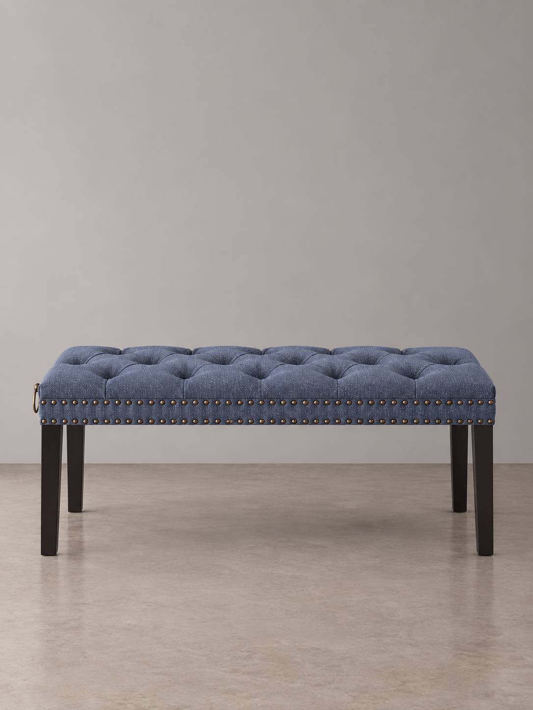 Cui Liu Designs Cora Upholstered Tufted Bench with Silver Nailhead