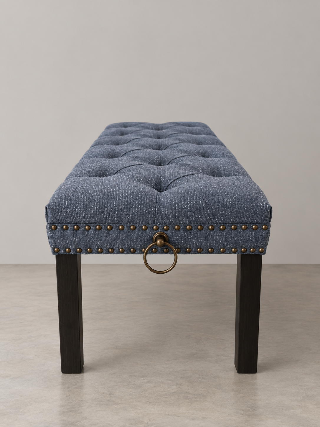 Cui Liu Designs Cora Upholstered Tufted Bench with Silver Nailhead