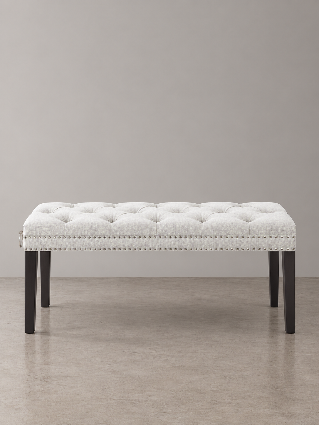 Cui Liu Designs Cora Upholstered Tufted Bench with Silver Nailhead