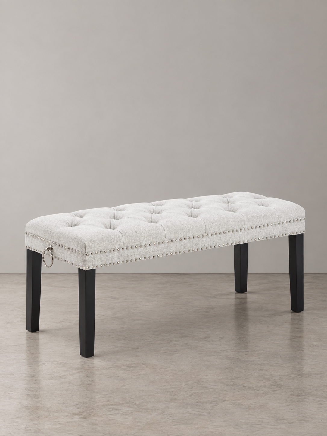 Cui Liu Designs Cora Upholstered Tufted Bench with Silver Nailhead