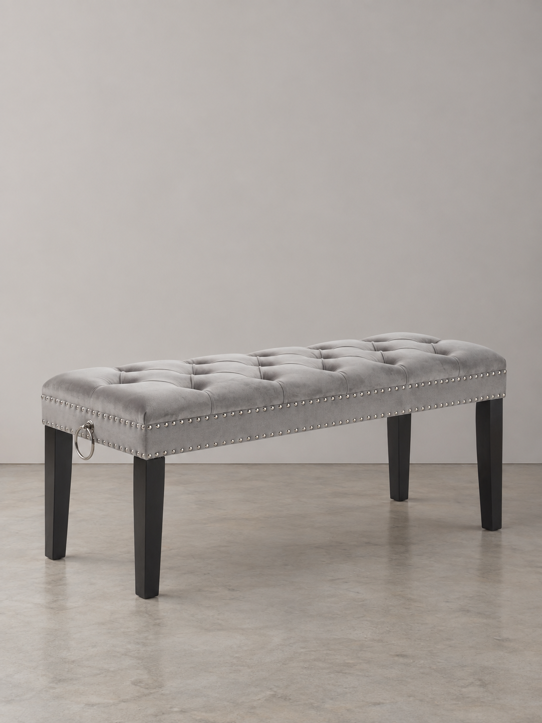 Cui Liu Designs Cora Upholstered Tufted Bench with Silver Nailhead