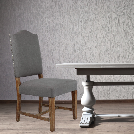 Cui Liu Grayson Upholstered Dining Kitchen Chair in Dark Grey Linen Fabric (Set of 2)