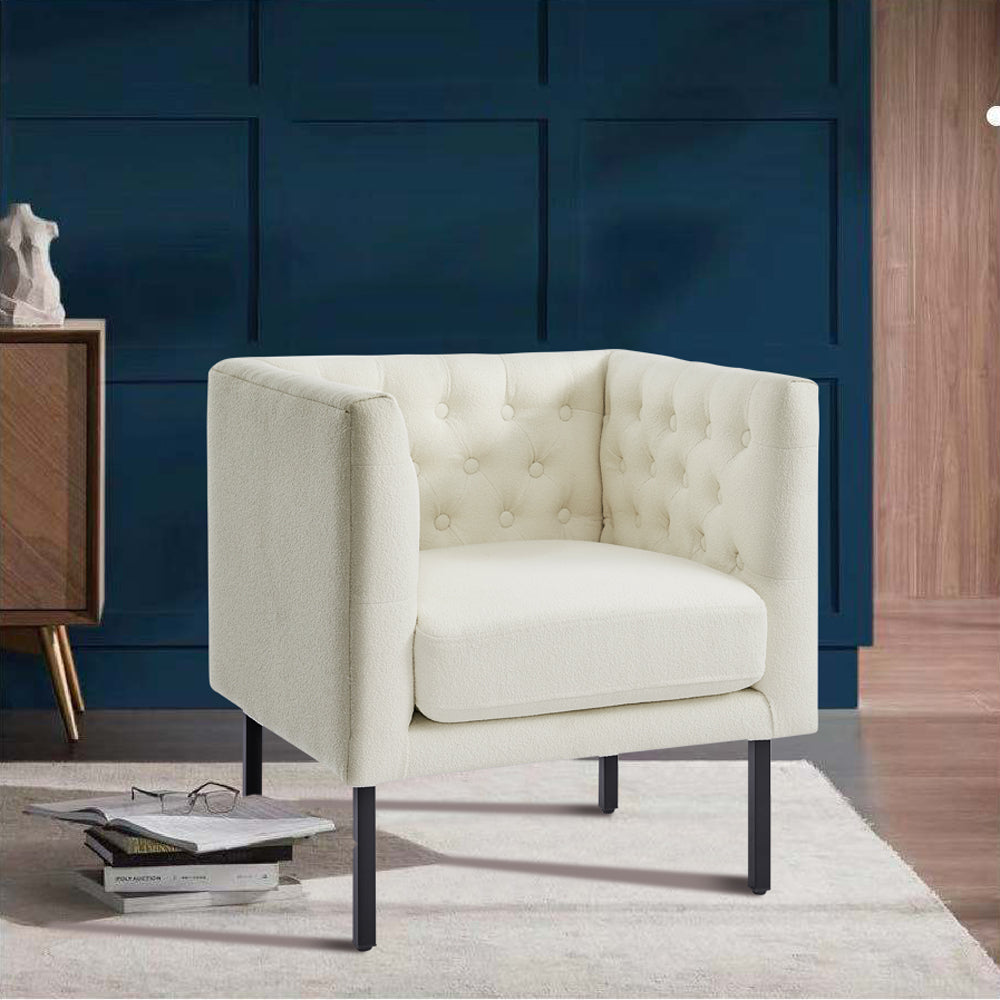 Cui Liu LaVine Tufted Club Chair with Metal Legs, Modern arm Chair for Living Room
